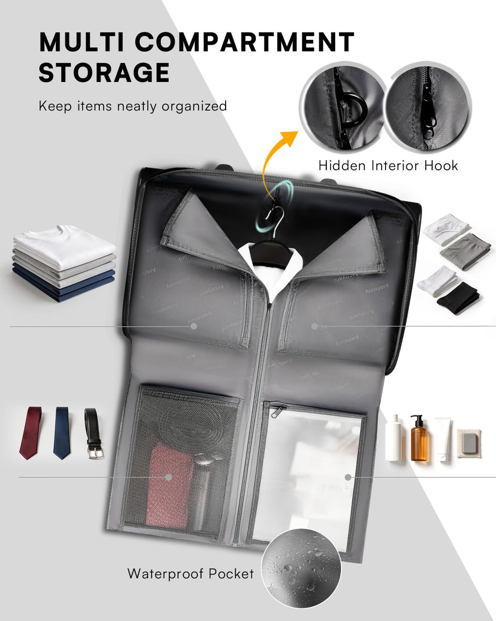 Rolling Garment Bag with Laptop Compartment – Black