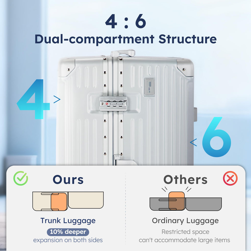 28" Aluminum Frame Trunk Luggage – Silver