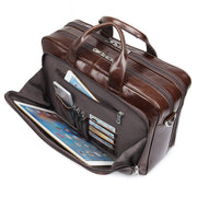 15.6" Leather Laptop Briefcase – Coffee Brown