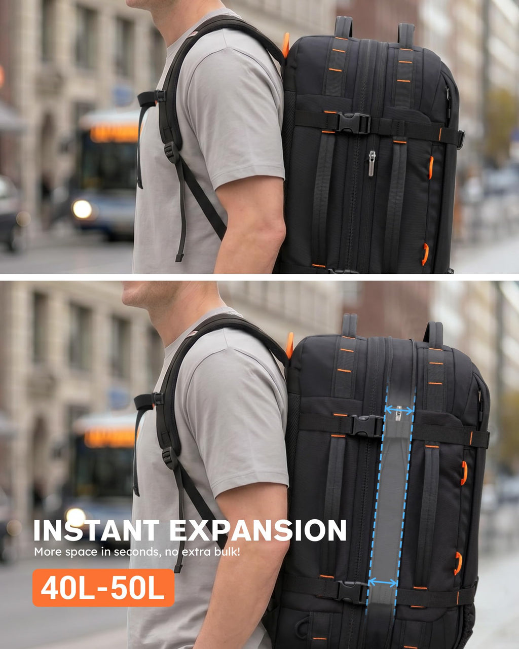 40L Expandable Travel Backpack
