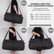 120L Foldable Travel Duffle Bag with Shoe Compartment
