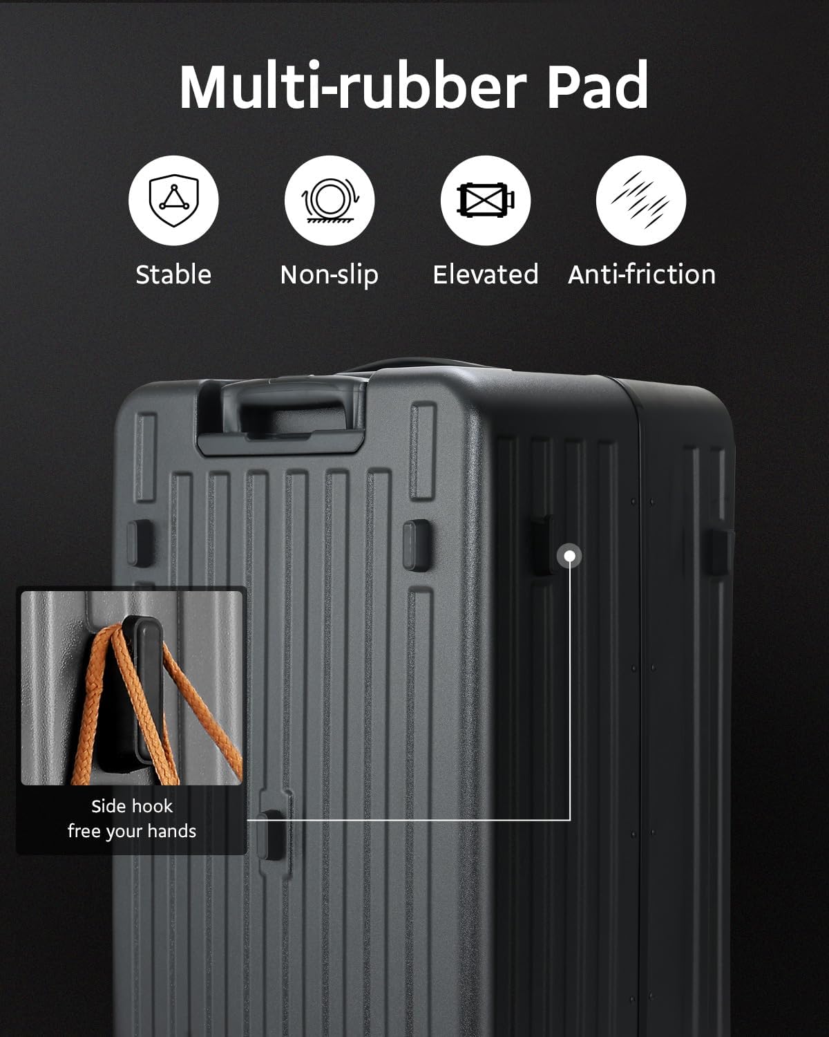 CENSIEN 29 Inc Checked Luggage, Trunk Luggage with Spinner Wheels, Lightweight ABS+PC Hard Shell Large Suitcase with Aluminum Frame, Top Opening, TSA Lock (Dark Black, 1PC)