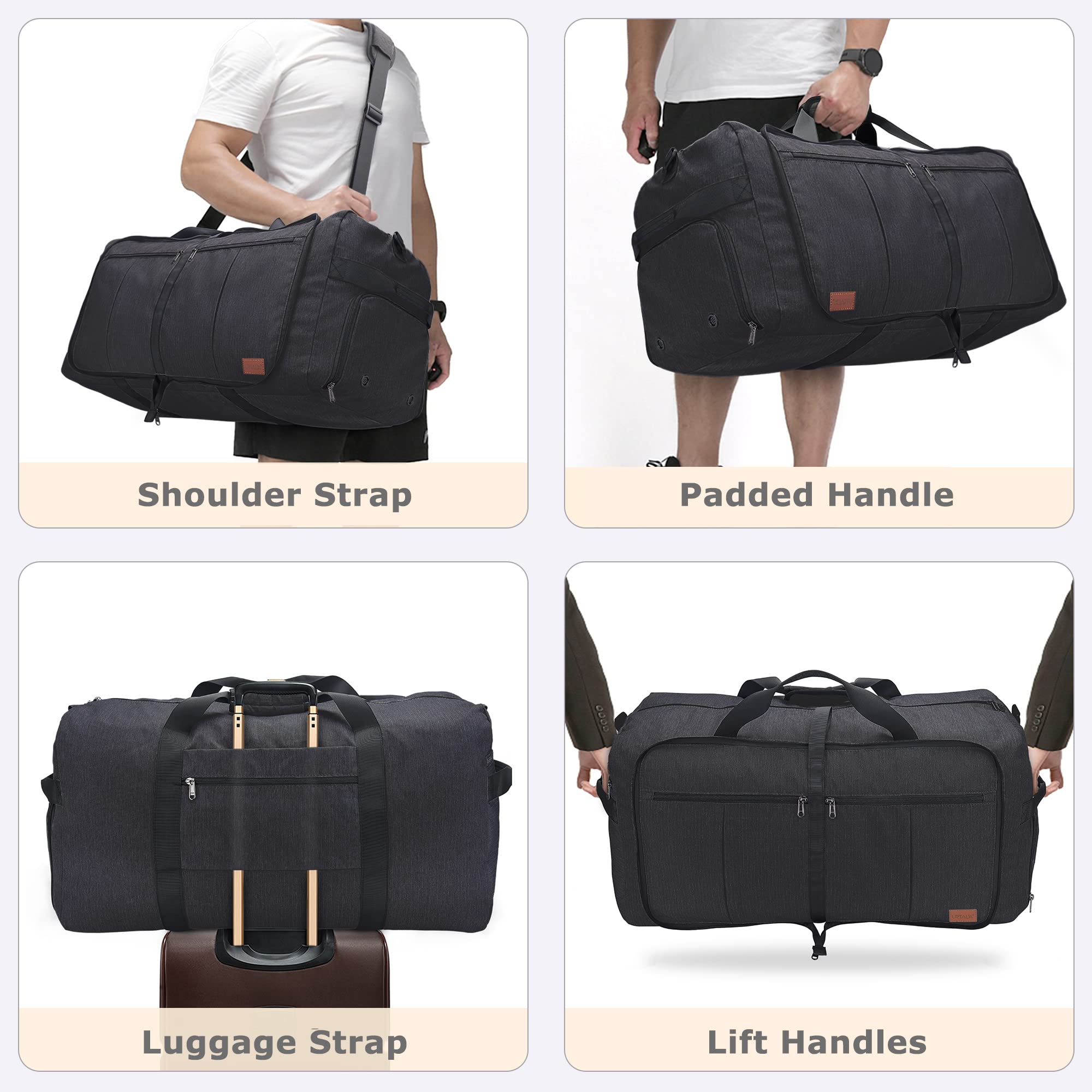 120L Foldable Travel Duffle Bag with Shoe Compartment