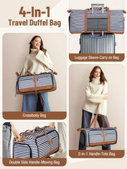 80L Foldable Travel Duffle Bag with Shoe Compartment