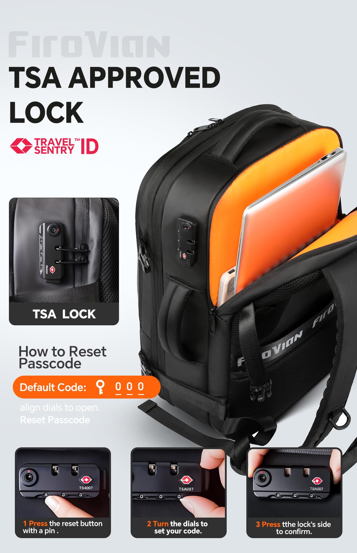 70L Expandable Vacuum Travel Backpack with TSA Lock