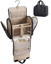 Hanging Toiletry Organizer with Removable Partition – Black