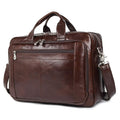 15.6" Leather Laptop Briefcase – Coffee Brown