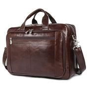 15.6" Leather Laptop Briefcase – Coffee Brown