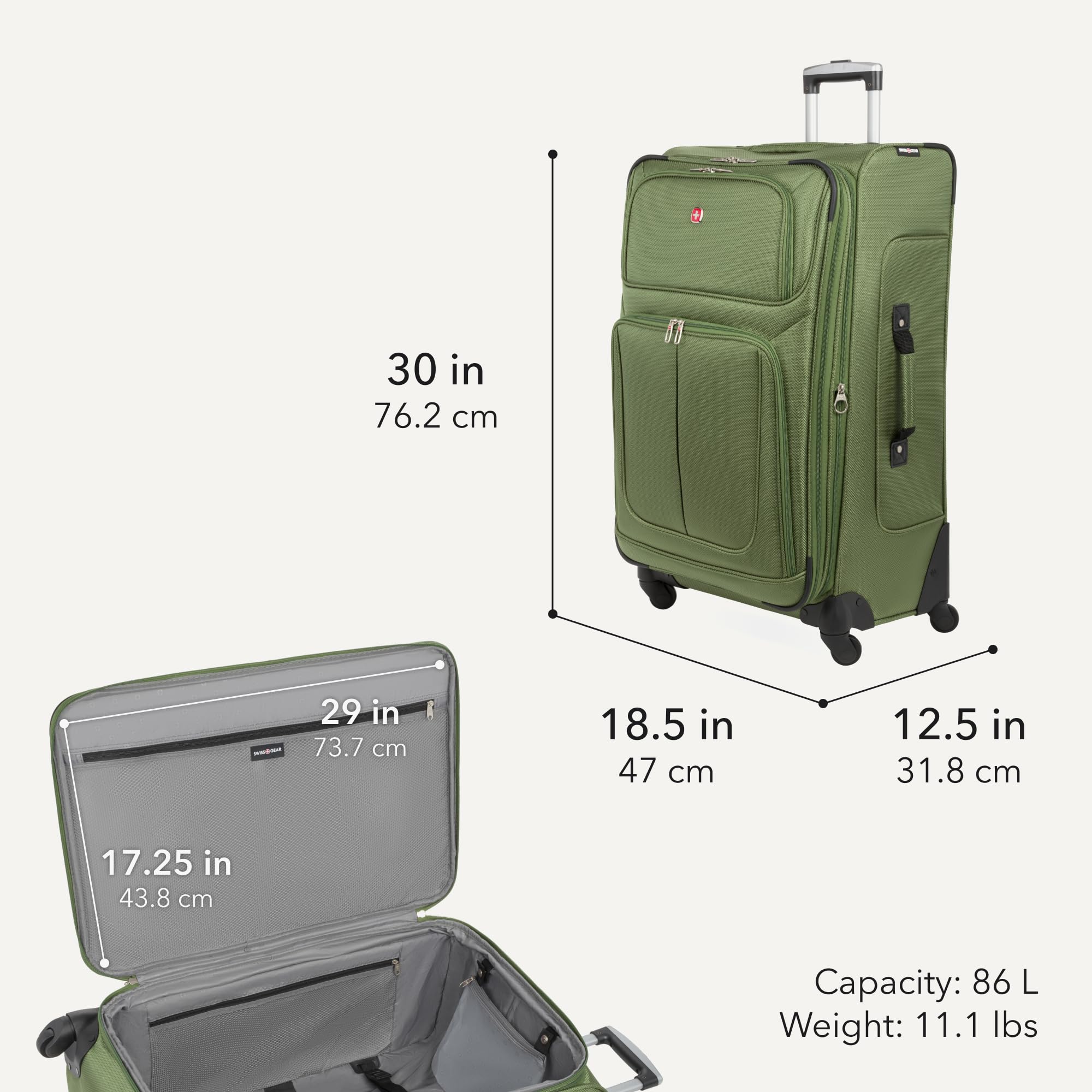 Large Expandable Softside Luggage – Evergreen