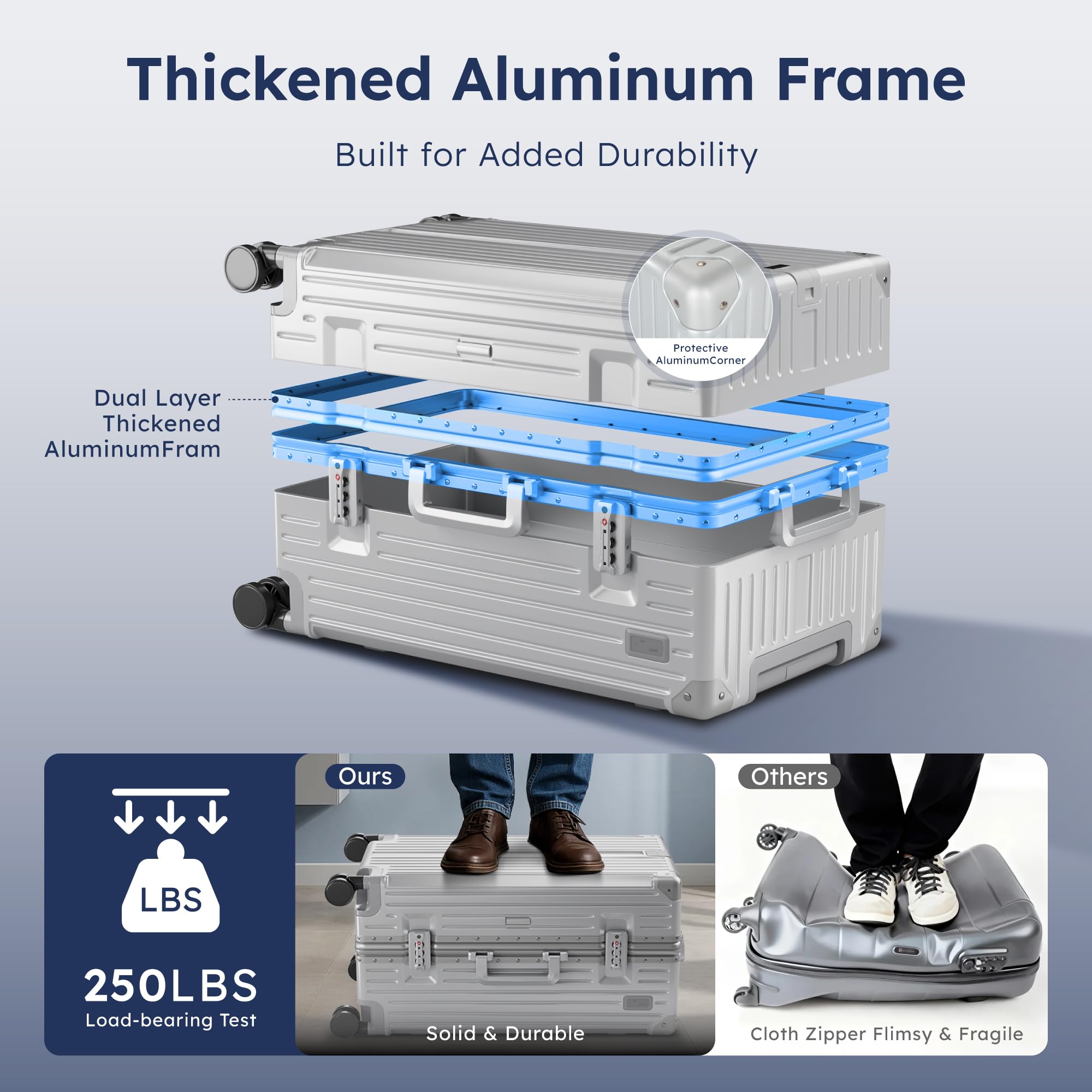 28" Aluminum Frame Trunk Luggage – Silver