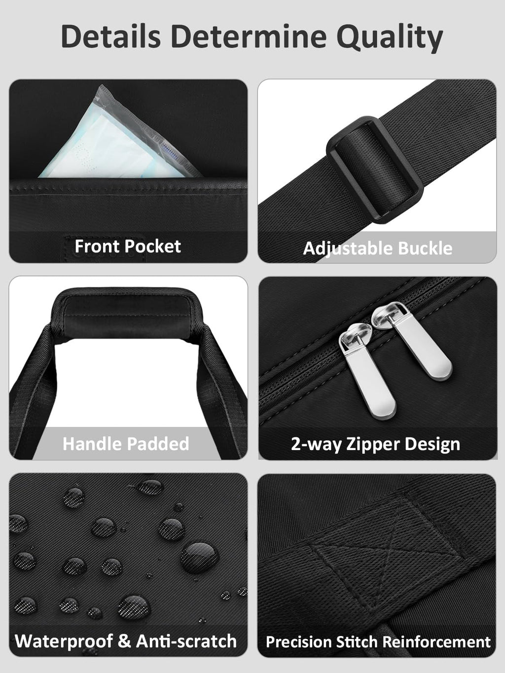 Expandable Waterproof Travel Duffle Bag – Black