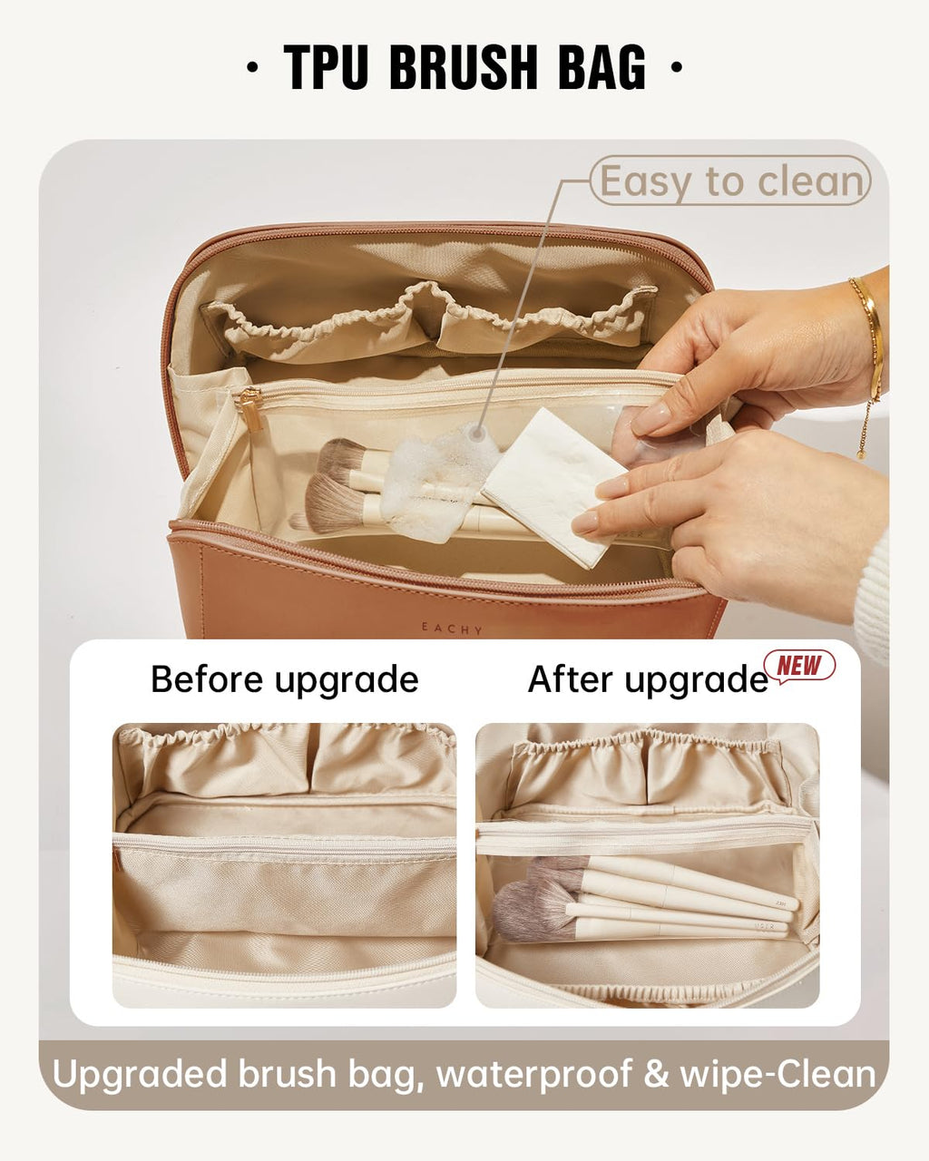 Large Cosmetic Travel Bag – Brown