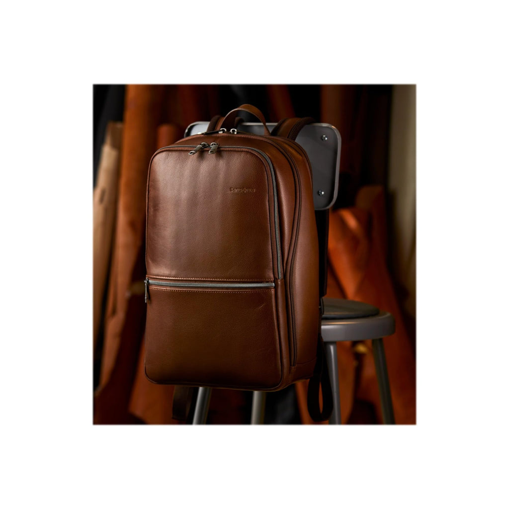 Slim Leather Backpack – Cognac