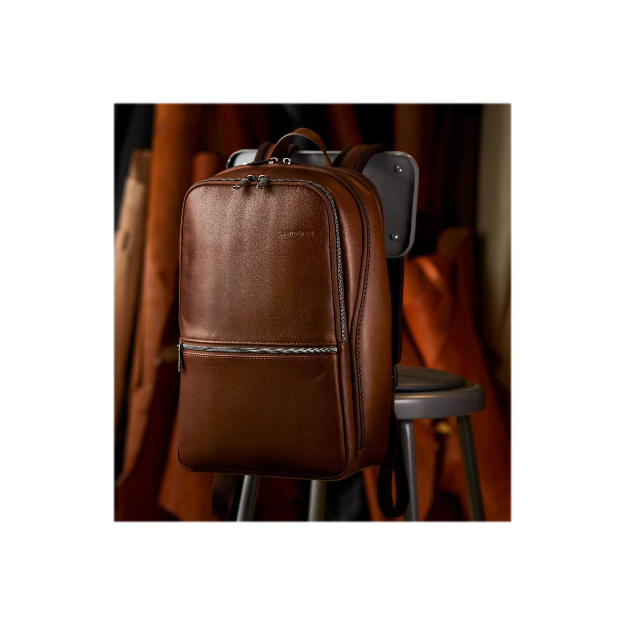 Slim Leather Backpack – Cognac