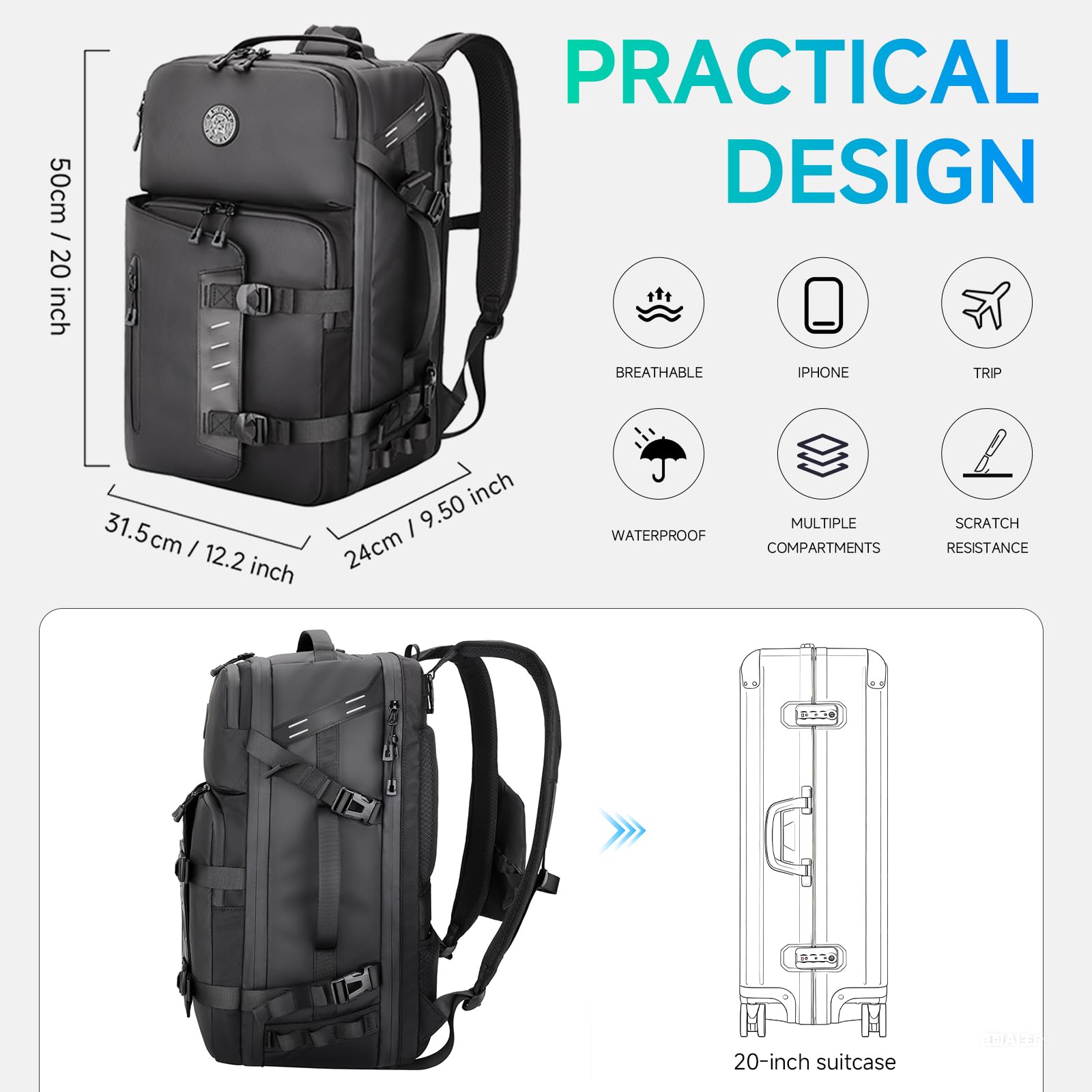 40L TSA-Friendly Travel Backpack