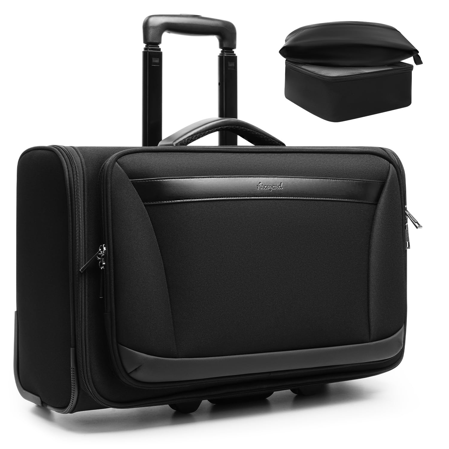 Rolling Garment Bag with Laptop Compartment – Black