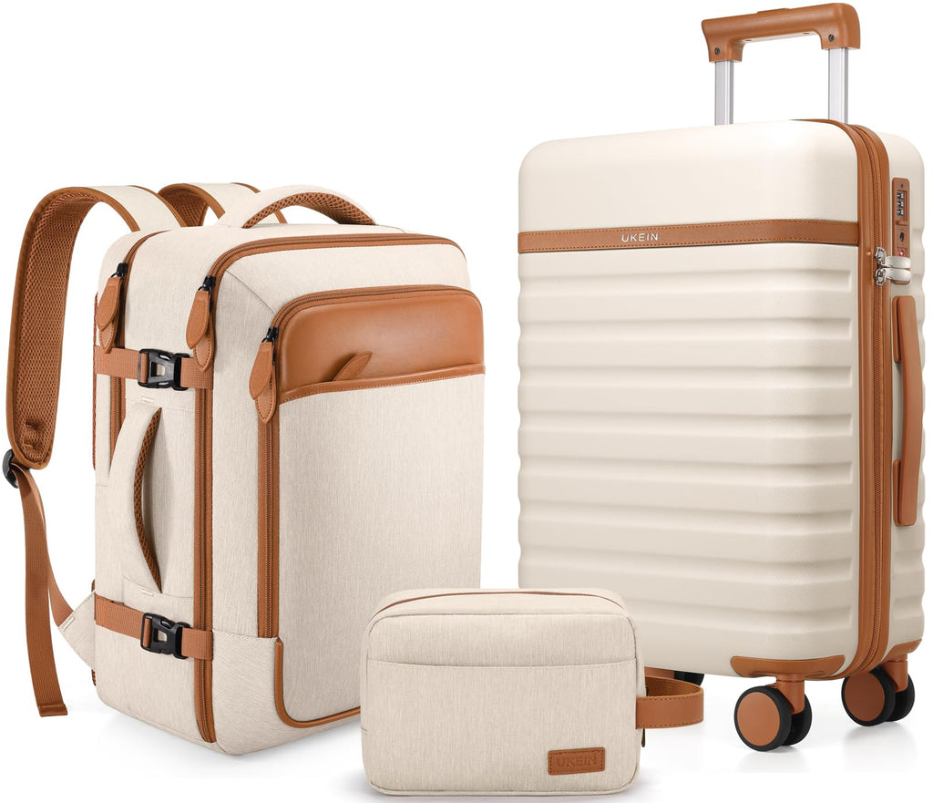 3-Piece Hardside Luggage Set – Beige