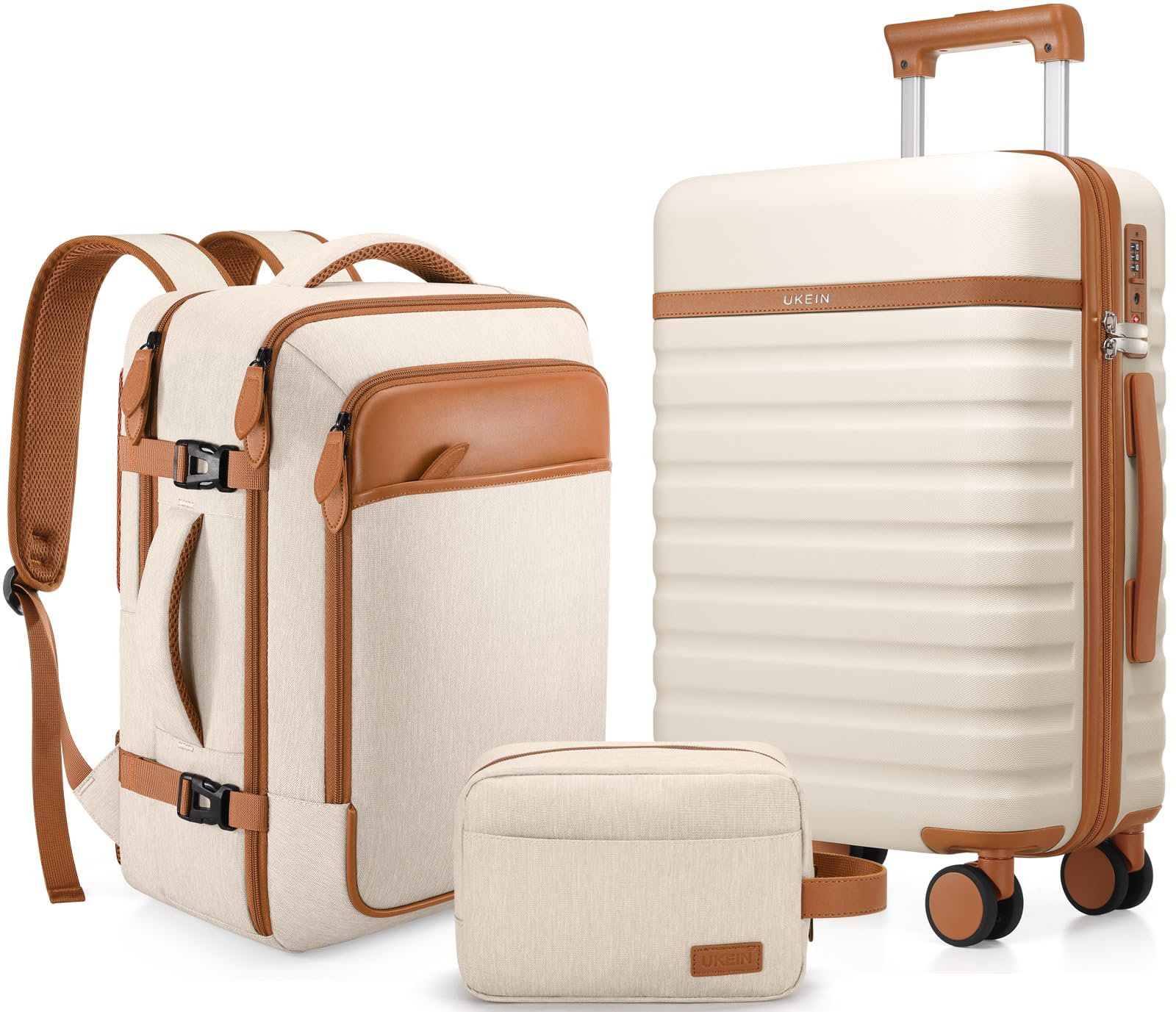 3-Piece Hardside Luggage Set – Beige