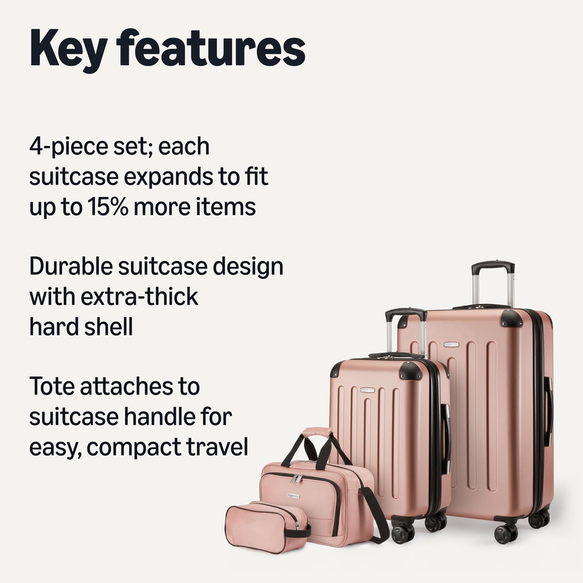 4-Piece Hardside Luggage Set – Rose Gold