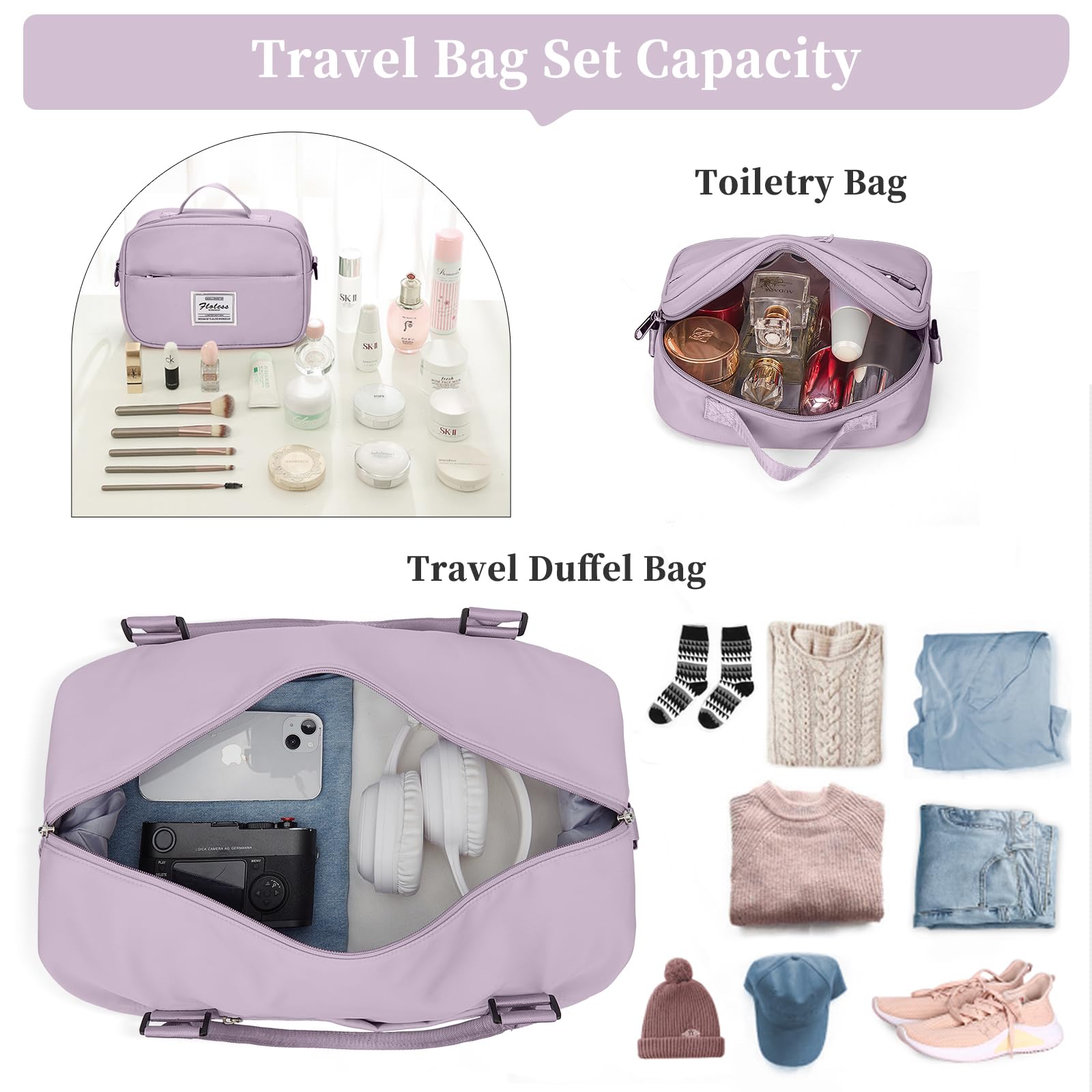 Weekender Travel Duffle Bag with Shoe Compartment