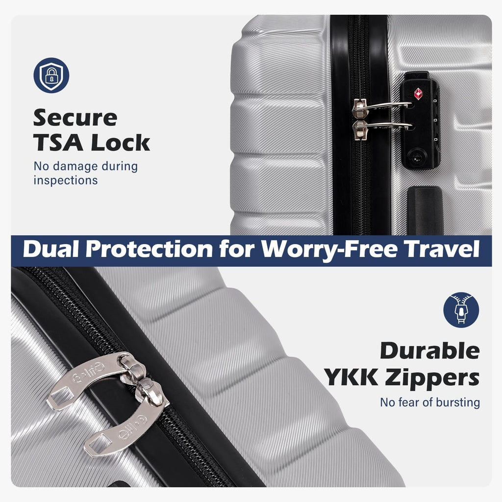 24" Hardside Checked Luggage with TSA Lock – Silver