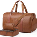 3-in-1 Leather Travel Duffle Bag with Shoe Compartment