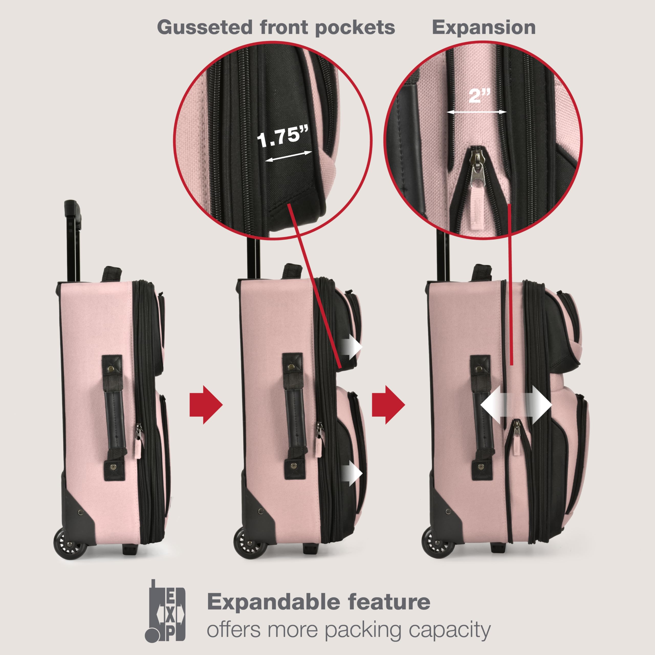 2-Piece Softside Carry-On Luggage Set – Pink