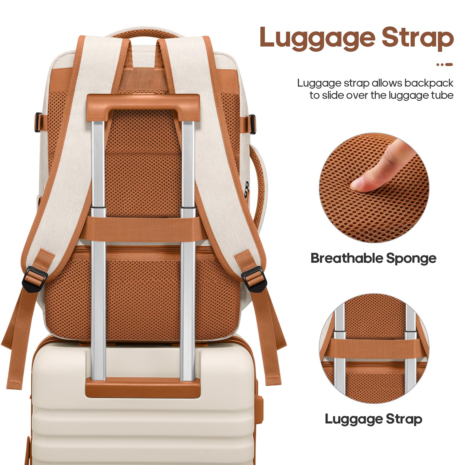 3-Piece Hardside Luggage Set – Beige