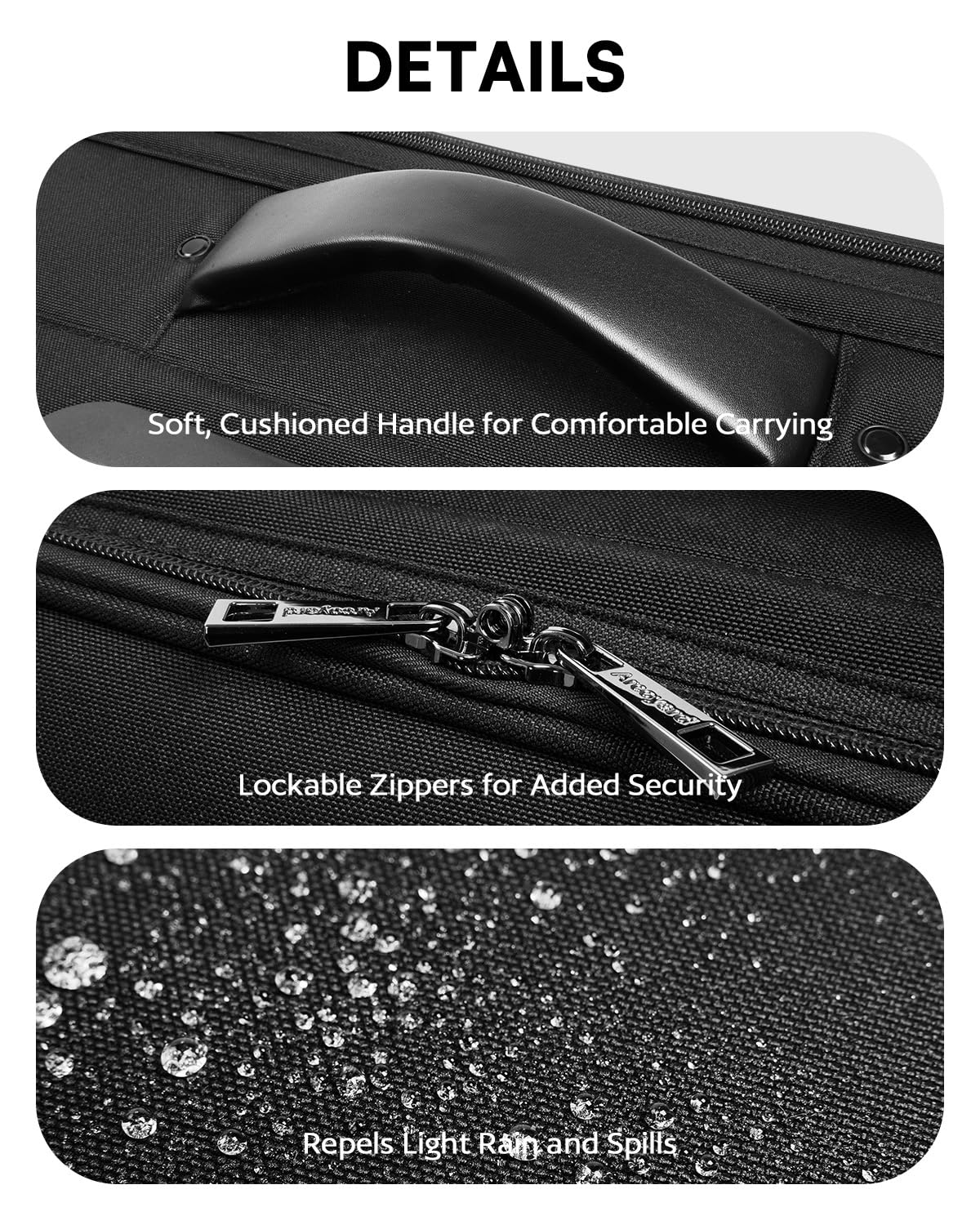 Rolling Garment Bag with Laptop Compartment – Black