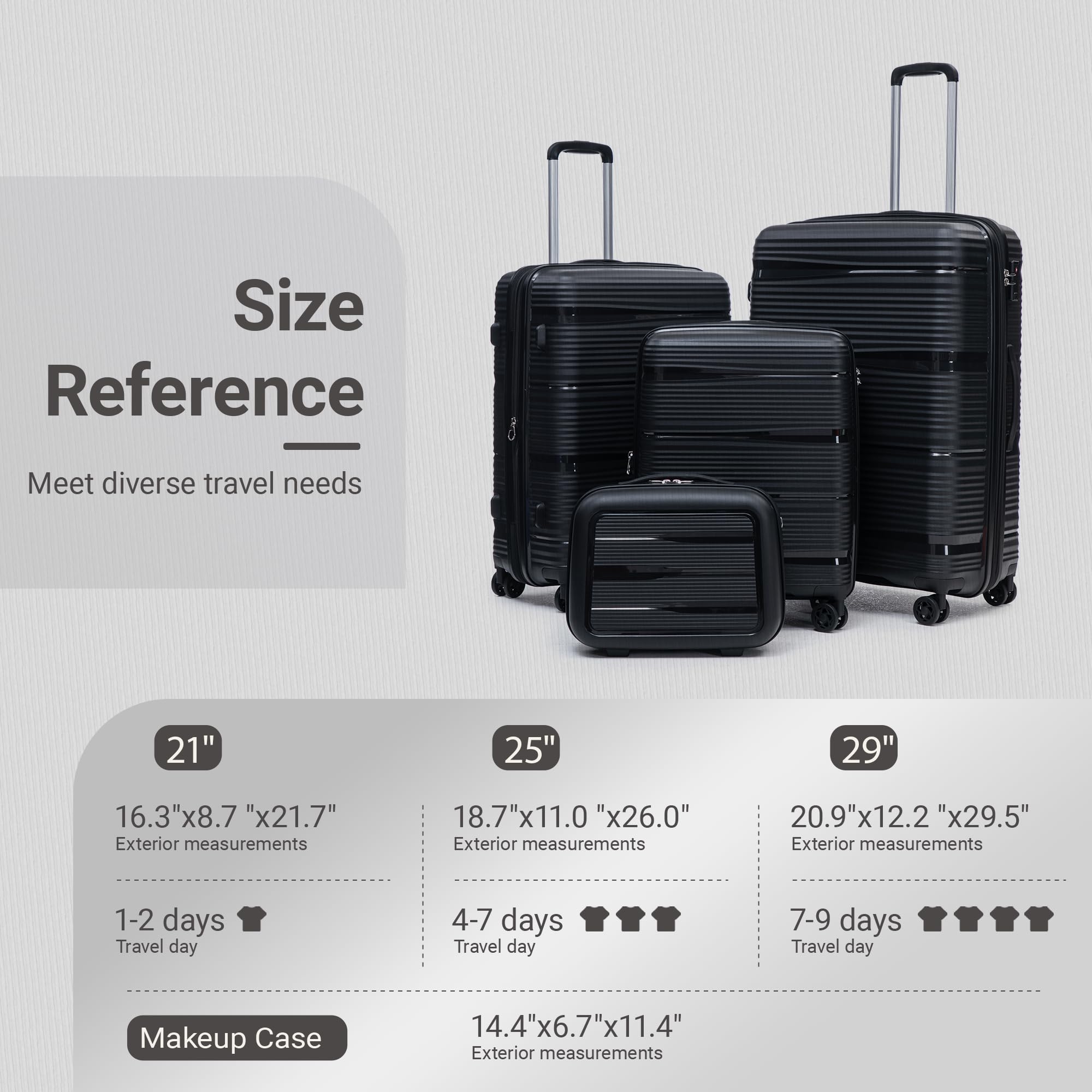 4-Piece Expandable Hardside Luggage Set with TSA Lock