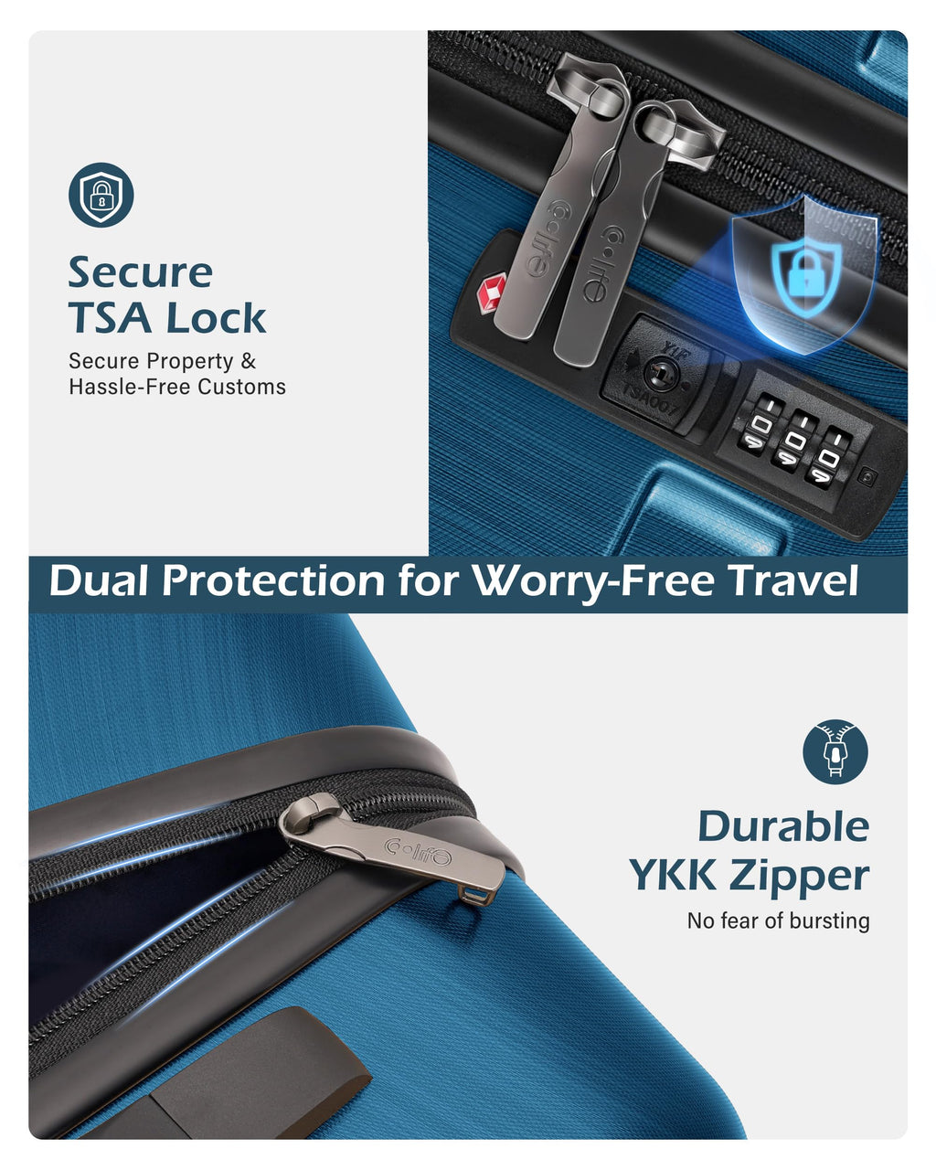 24" Hardside Checked Luggage with TSA Lock – Caribbean Blue