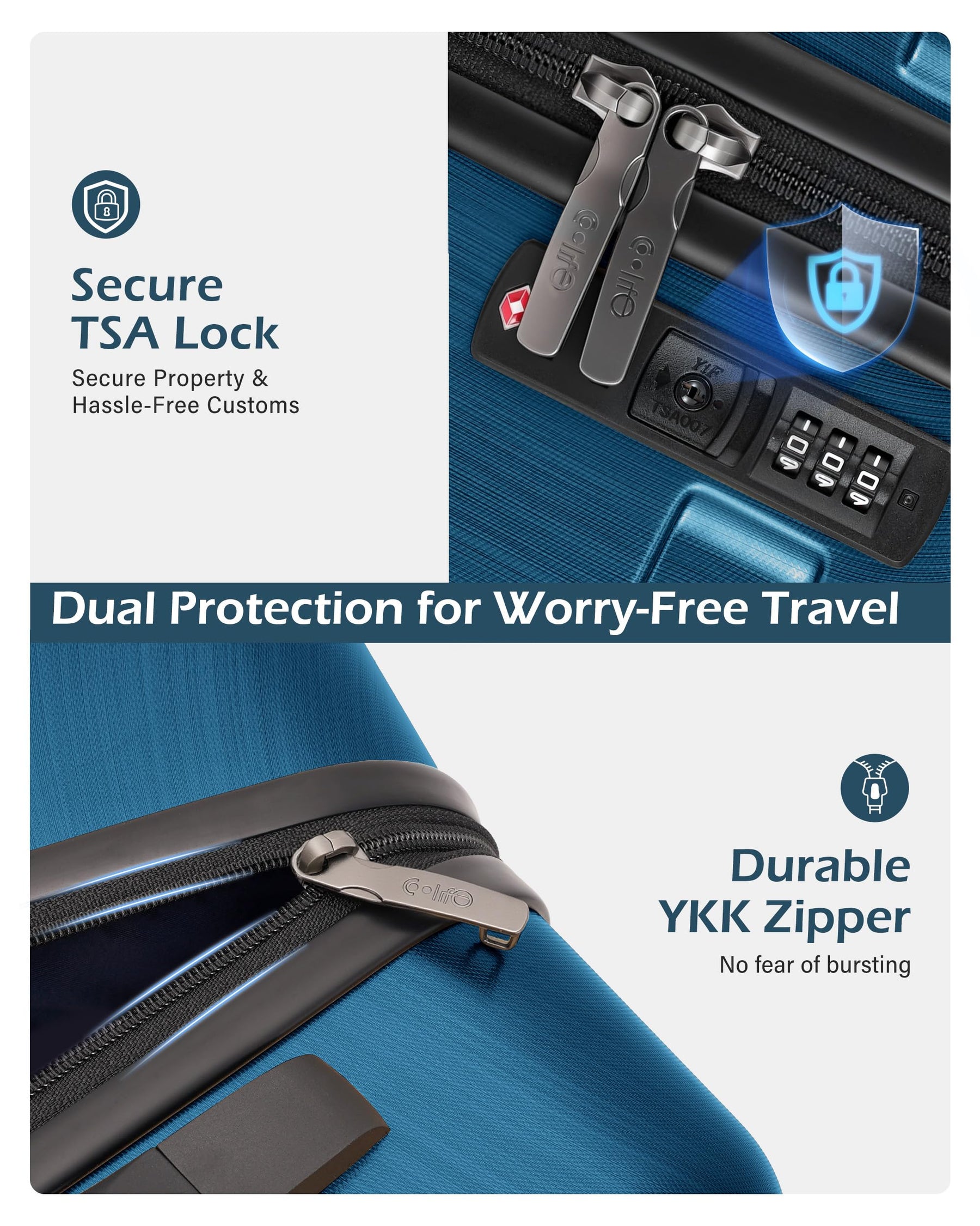 24" Hardside Checked Luggage with TSA Lock – Caribbean Blue