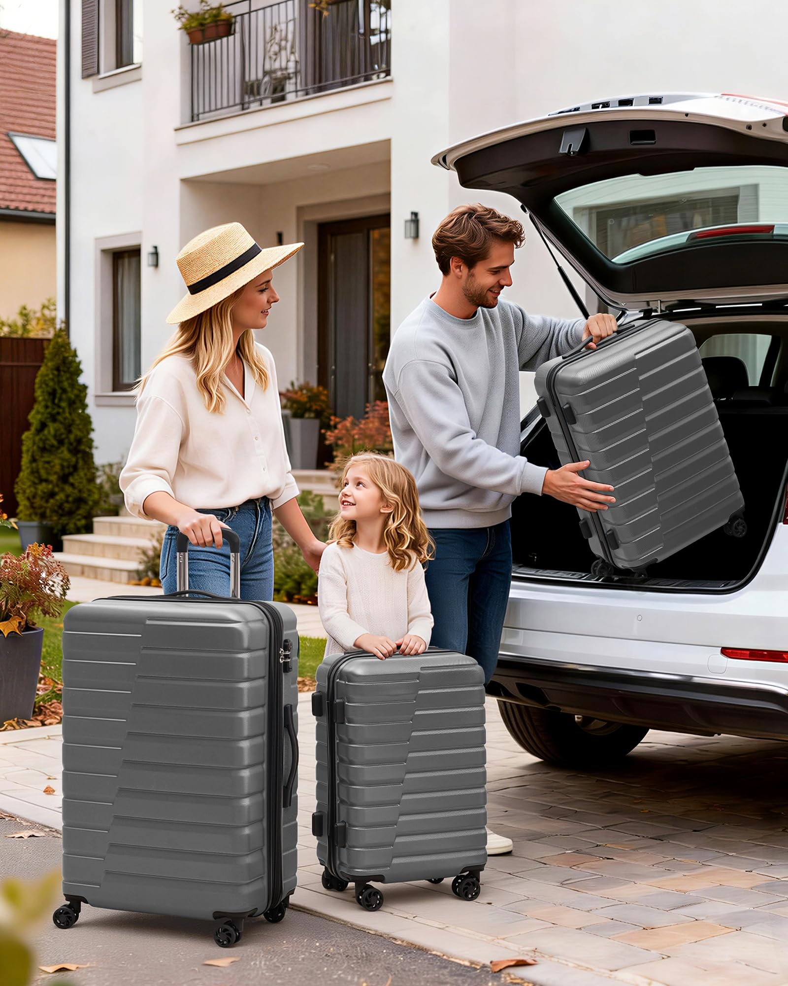 3-Piece Hardside Luggage Set – Gray