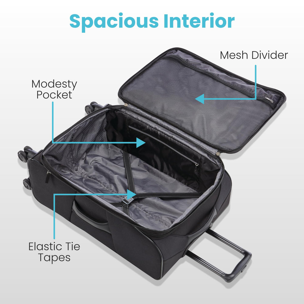 20" Expandable Softside Carry-On Luggage – Black
