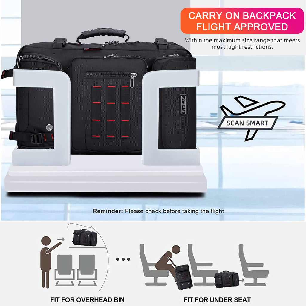 Convertible Carry-On Travel Backpack – Black