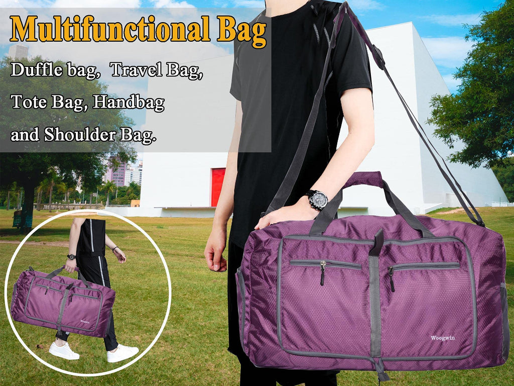 60L Foldable Waterproof Travel Duffle Bag – Purple