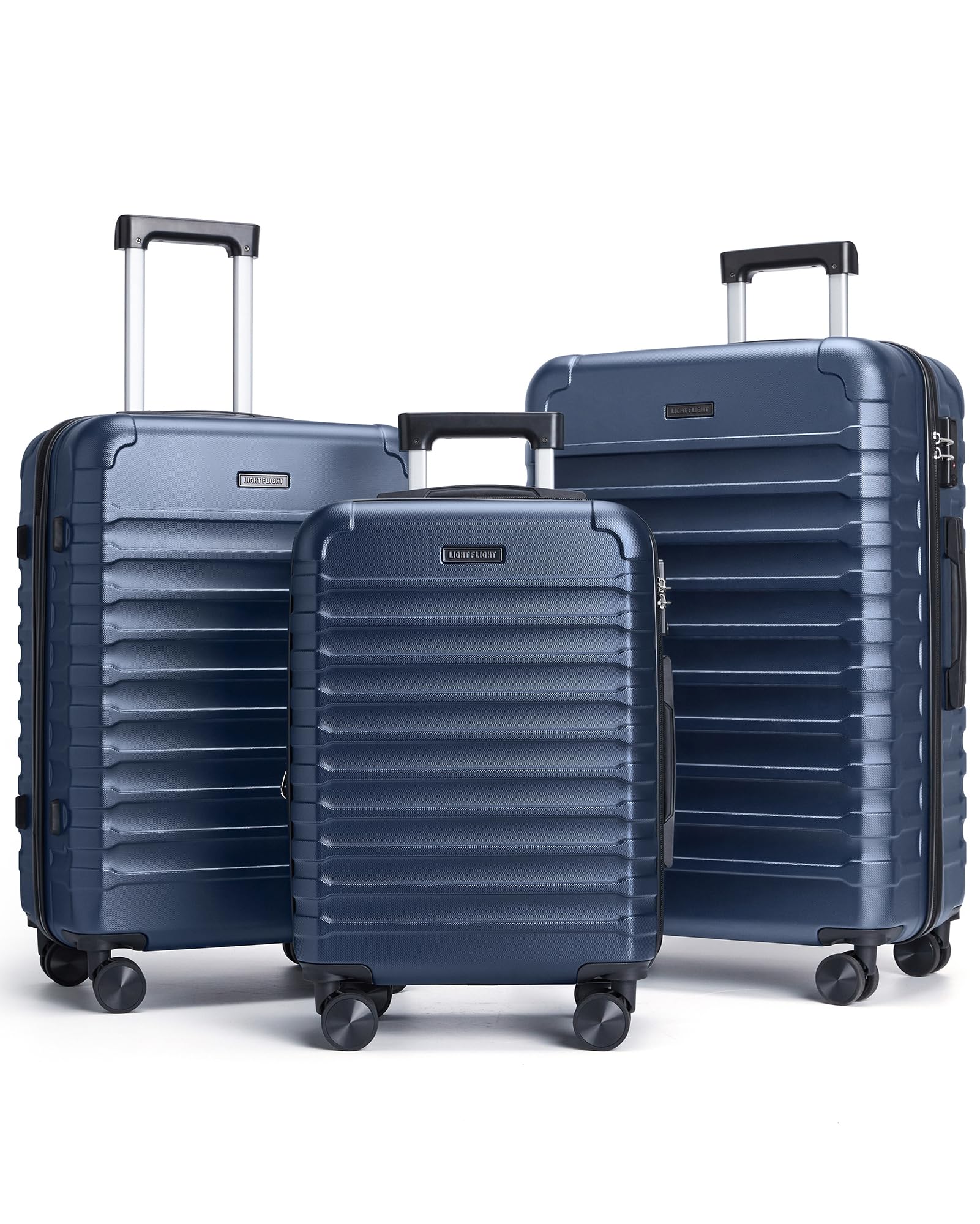 LIGHT FLIGHT Luggage Sets, 3 Piece Durable Suitcase Set with Spinner Wheels, 3 Pcs Hard Shell Lightweight Luggage with TSA Lock, Large Checked Travel Suitcases, 20/24/28 Inch, Royal Blue