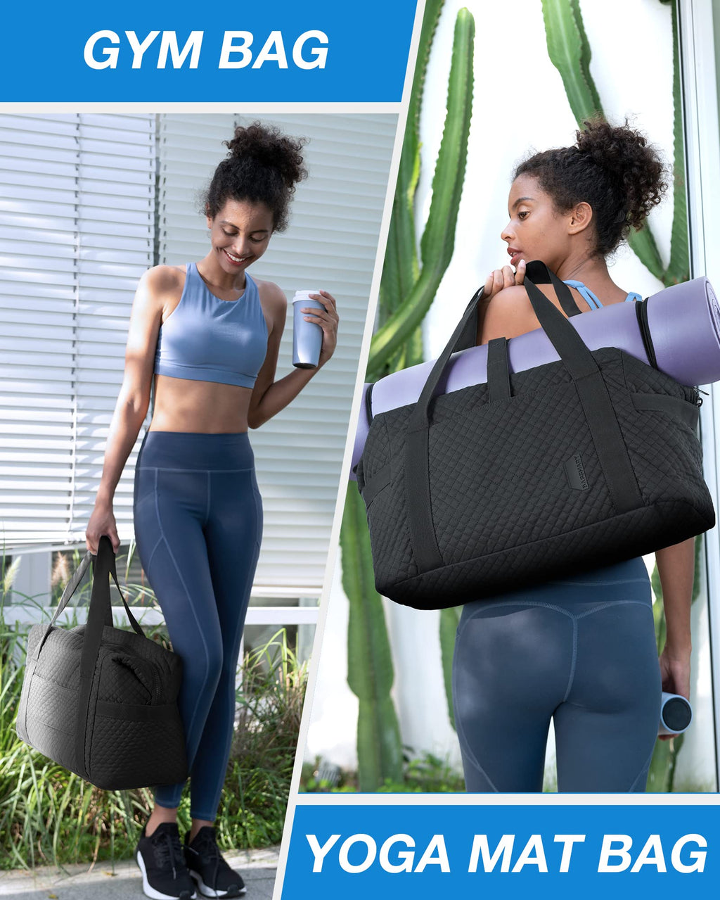 Large Weekender Travel Duffle Bag with Yoga Mat Strap