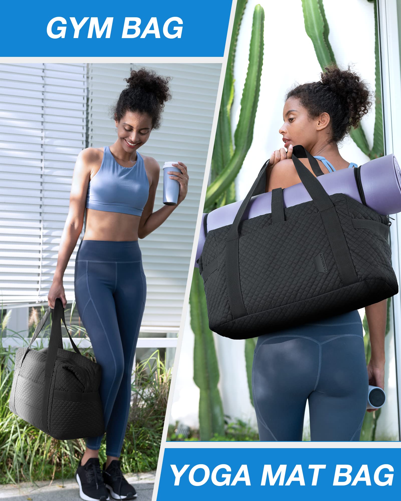 Large Weekender Travel Duffle Bag with Yoga Mat Strap