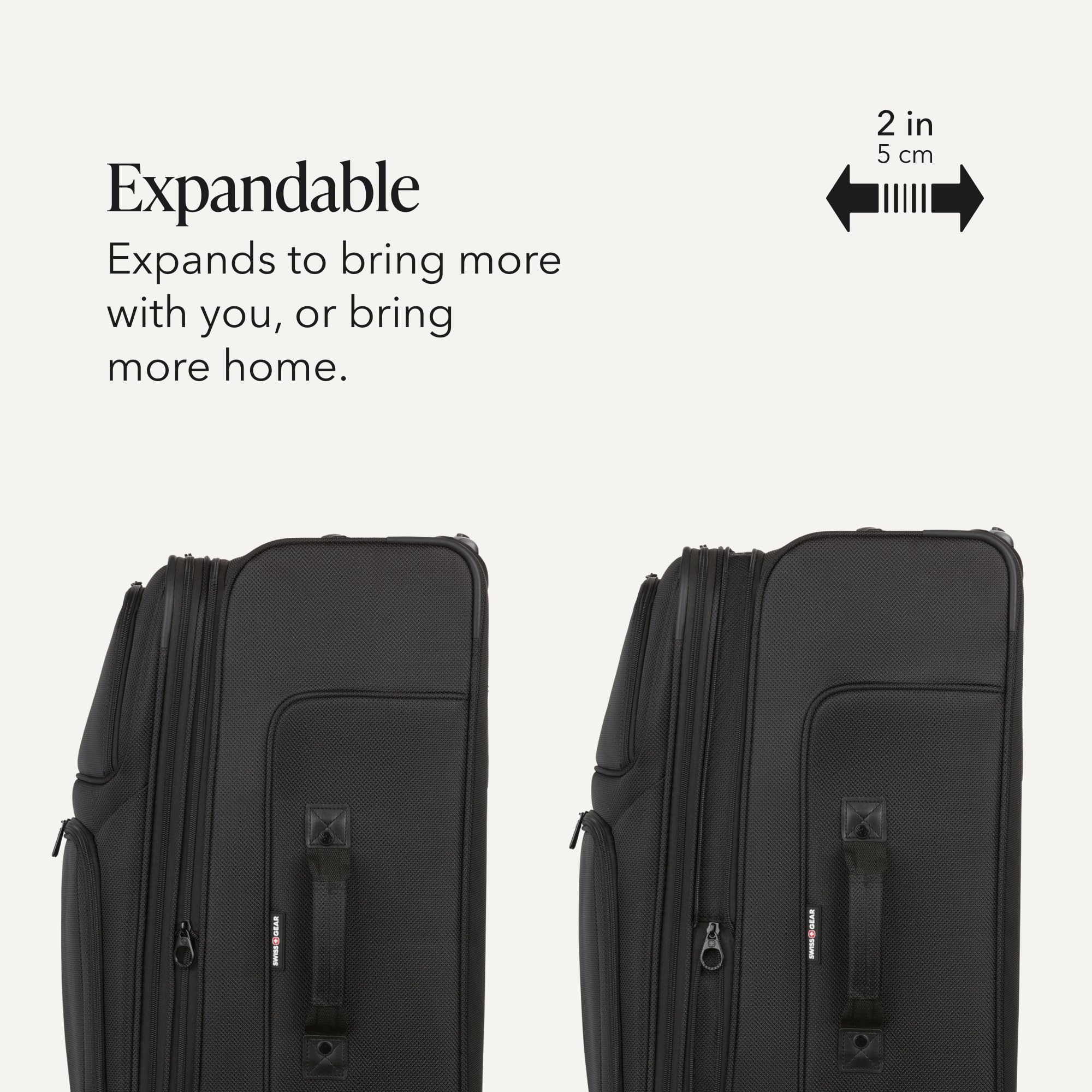 Large Expandable Softside Luggage – Black