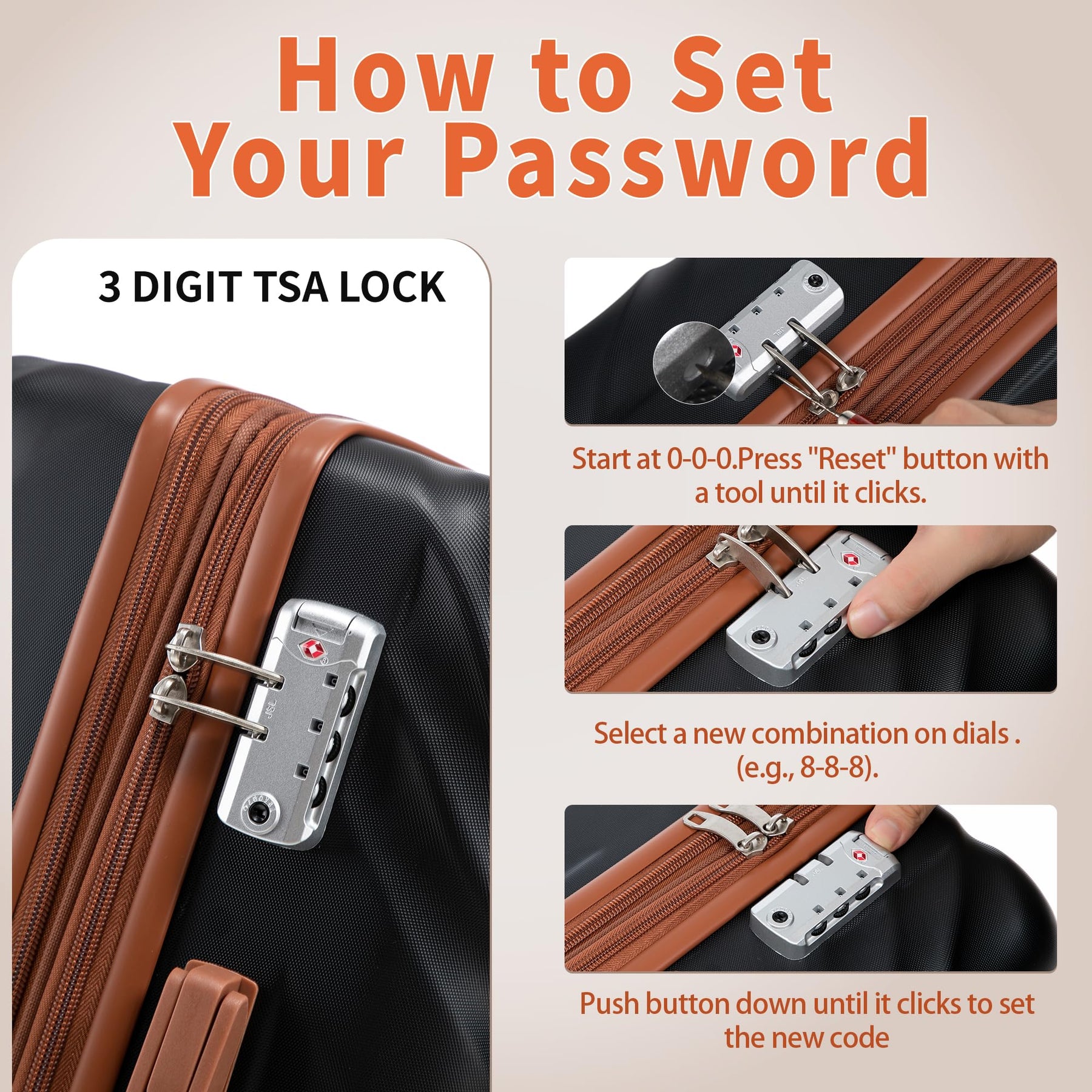 10-Piece Hardside Luggage Set with TSA Lock