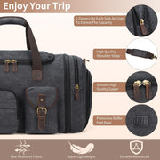 60L Expandable Canvas Travel Duffle Bag – Dark Gray