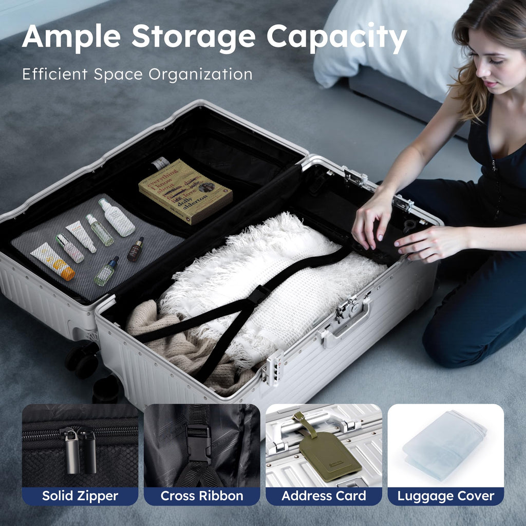28" Aluminum Frame Trunk Luggage – Silver