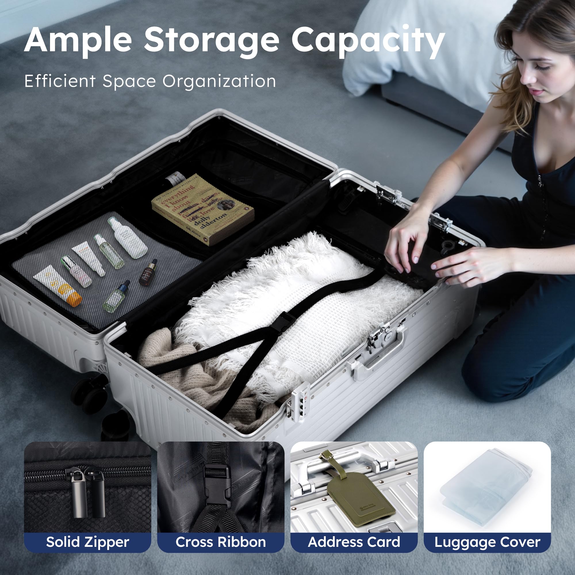 28" Aluminum Frame Trunk Luggage – Silver