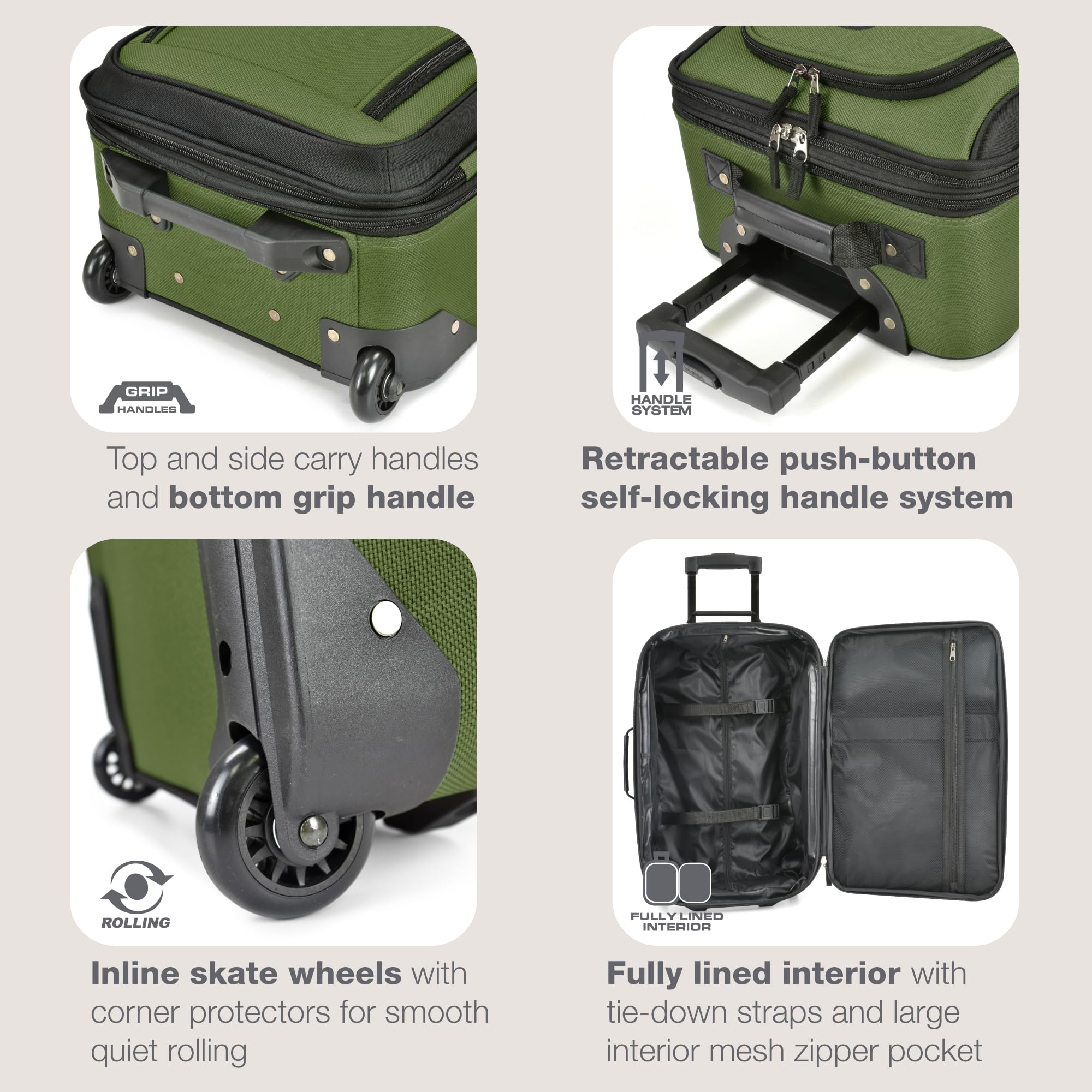 Softside Carry-On Luggage – Green