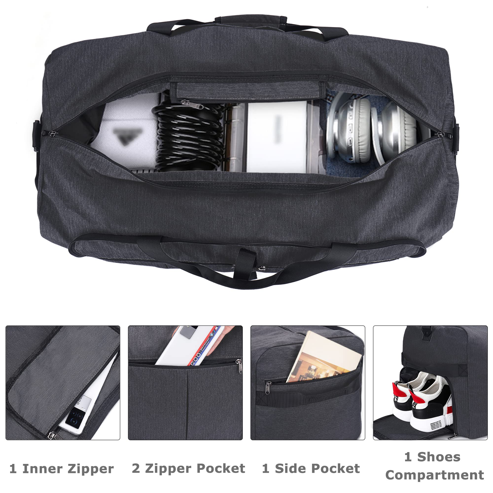 120L Foldable Travel Duffle Bag with Shoe Compartment