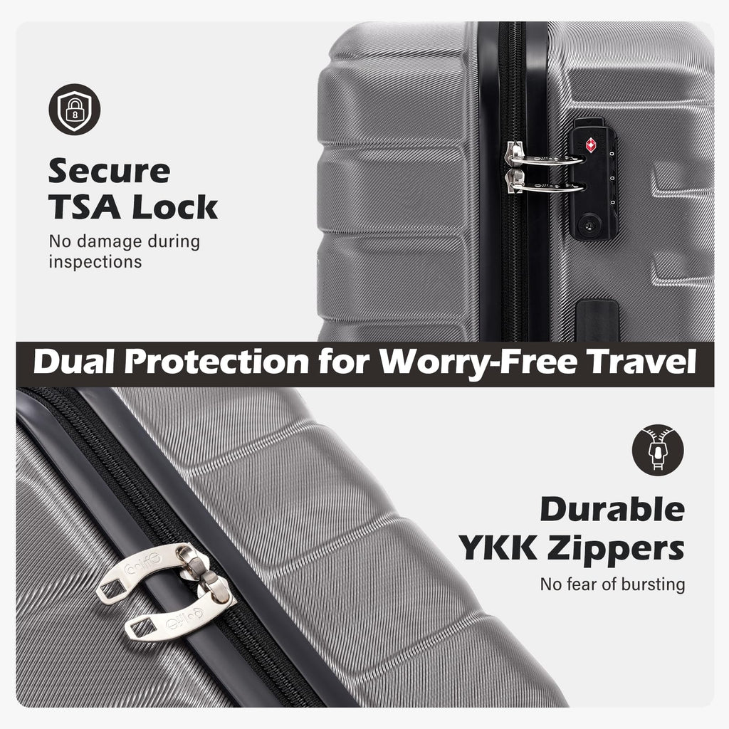 3-Piece Hardside Luggage Set – Gray
