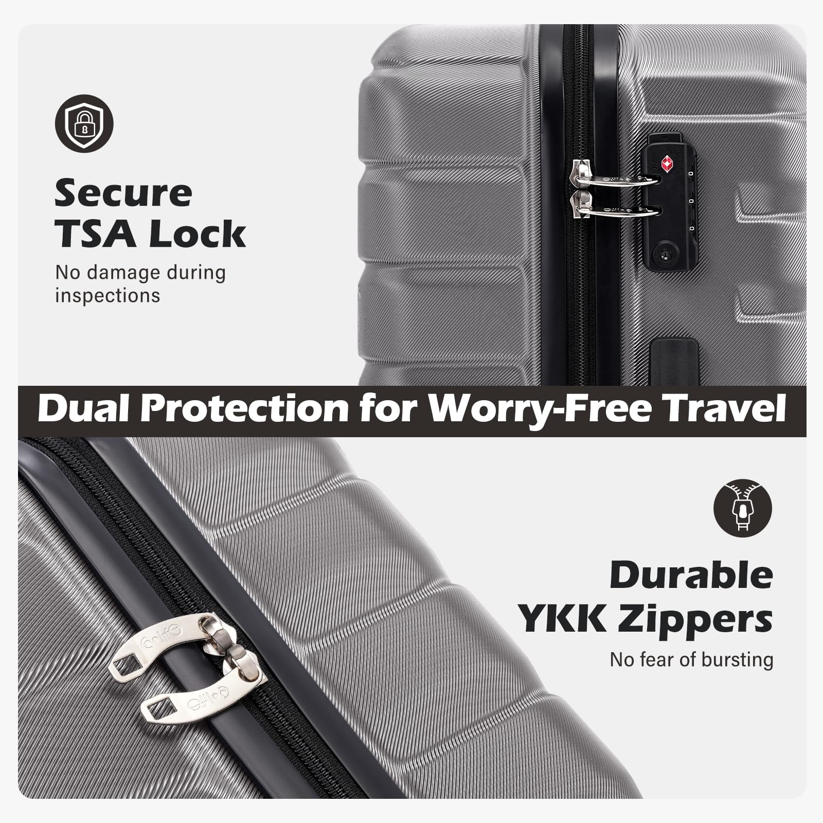 3-Piece Hardside Luggage Set – Gray