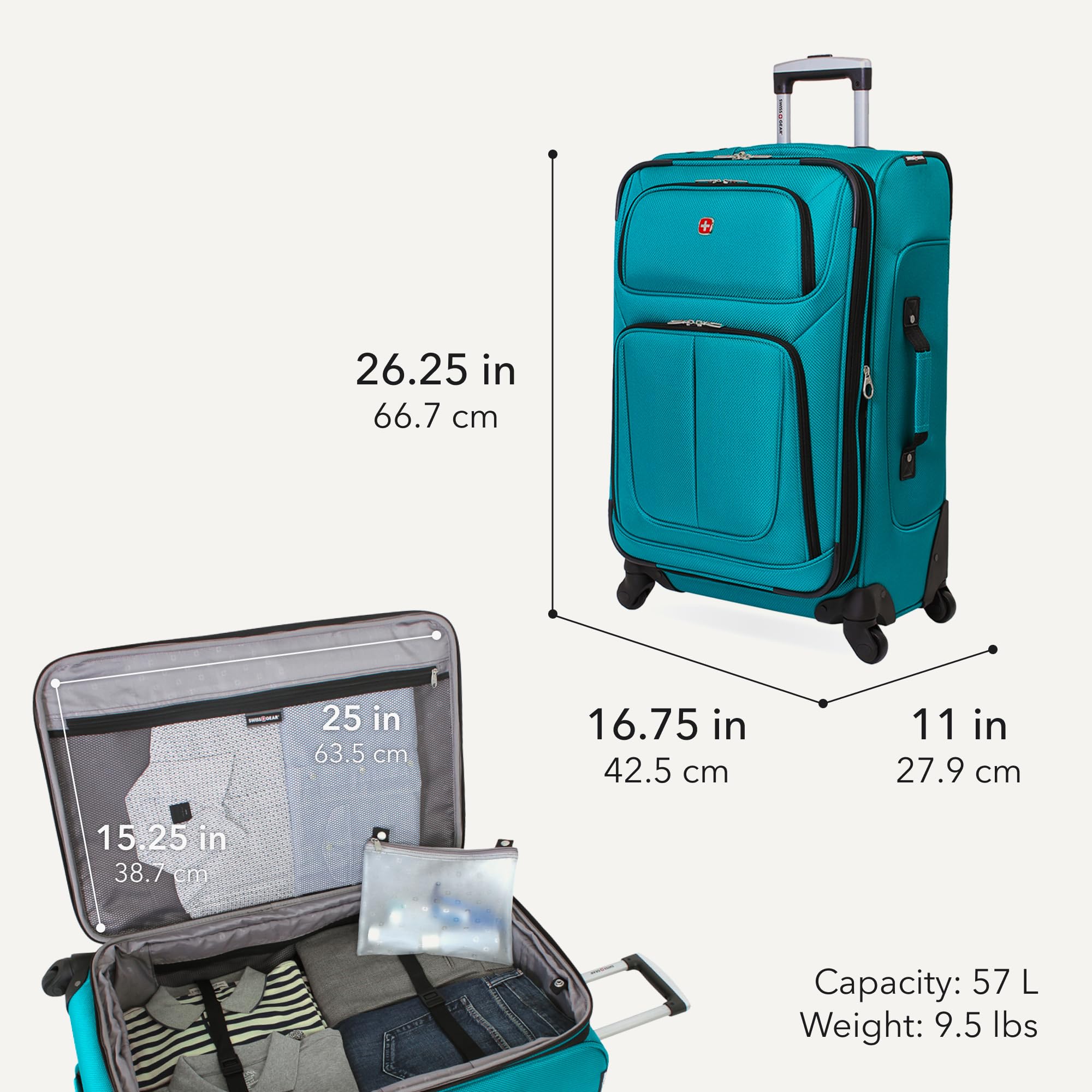 Medium Expandable Softside Luggage – Teal