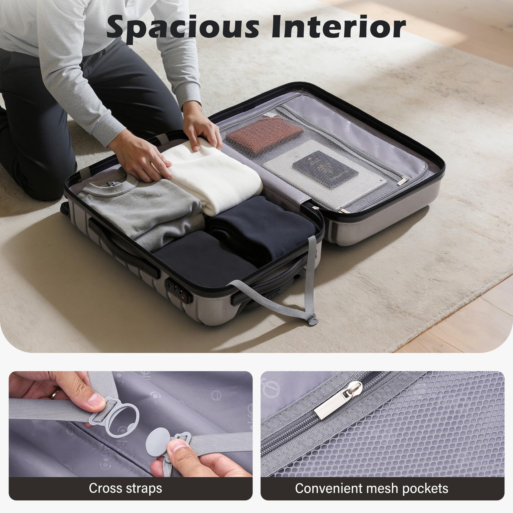 3-Piece Hardside Luggage Set – Gray